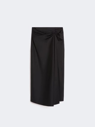 Черная юбка Max Mara из атласа из смеси хлопка: фото - Invogue