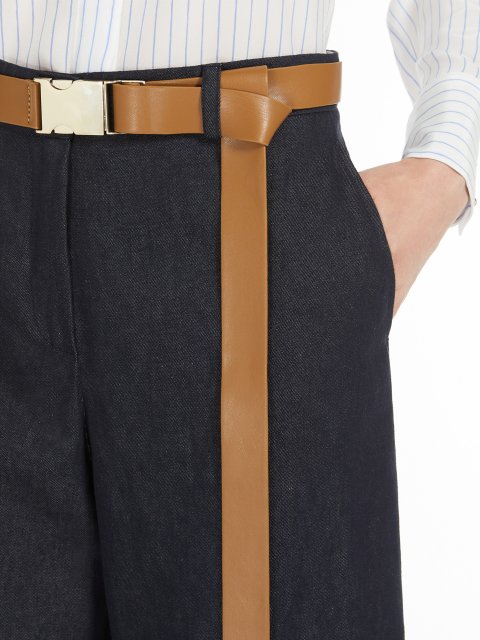 Темно-сині брюки Max Mara з бавовни та льону: фото 4 - Invogue