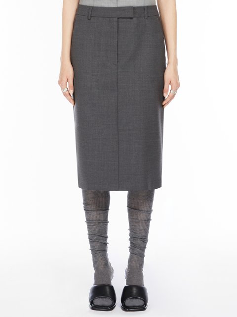 Темно-серая юбка Sportmax миди из шерсти: фото 1 - Invogue