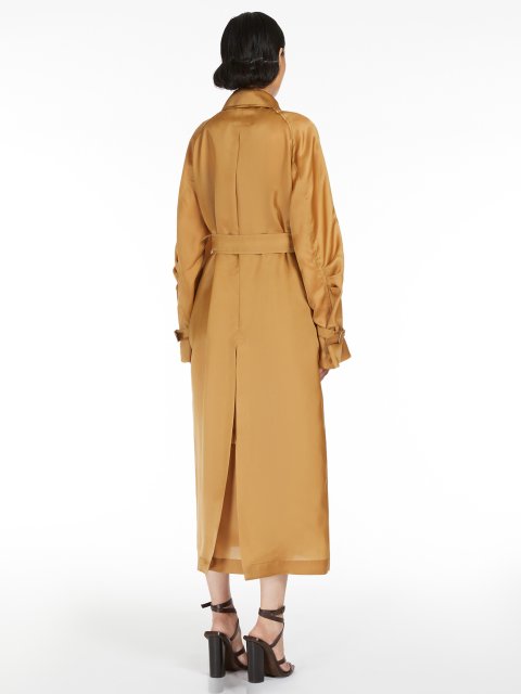Коричневий плащ MAX MARA з шовку: фото 3 - Invogue