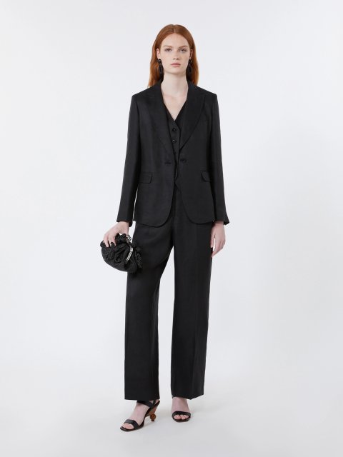 Черные брюки со стрелками Weekend Max Mara из льна: фото 1 - Invogue