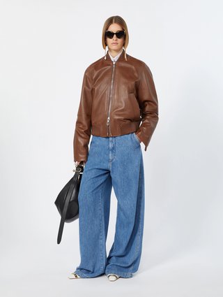 Коричневая куртка Sportmax из кожи: фото 1 - Invogue