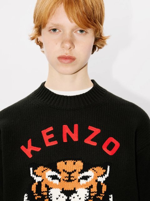 Чорний светр KENZO з вишивкою "Lucky Tiger": фото 3 - Invogue