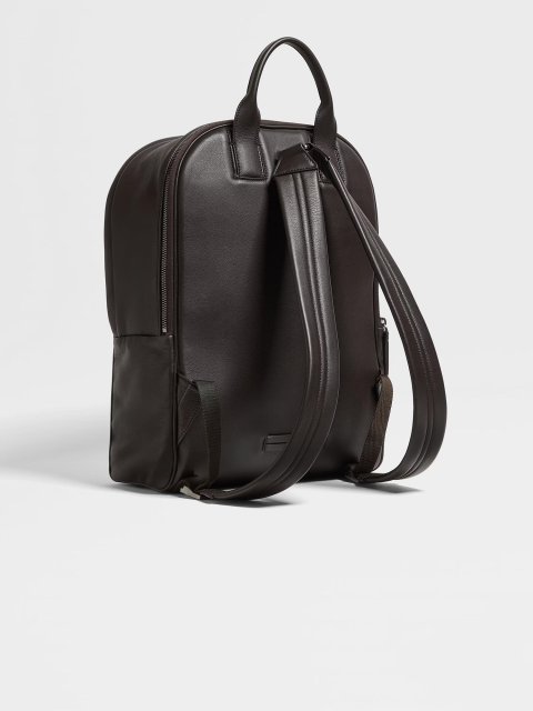 Темно-коричневий рюкзак ZEGNA зі шкіри: фото 2 - Invogue