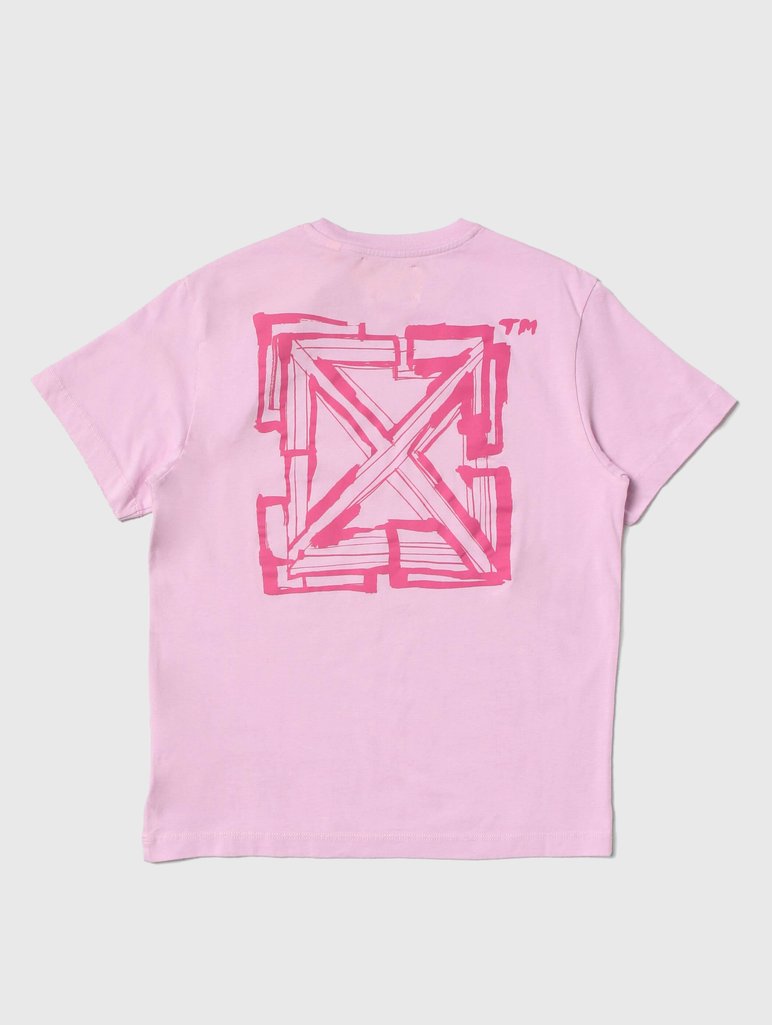 Розовая футболка OFF-WHITE KIDS: фото 1 - Invogue