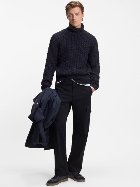 Темно-сині брюки BOSS з бавовни: фото 1 - Invogue