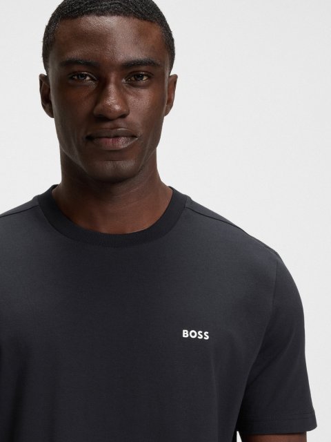 Темно-синяя футболка BOSS из хлопка: фото 4 - Invogue