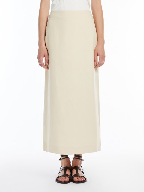 Молочная юбка Weekend Max Mara из вискозы и льна: фото 2 - Invogue