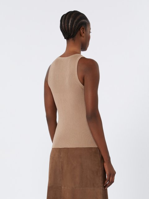Бежевий топ MAX MARA у рубчик: фото 3 - Invogue