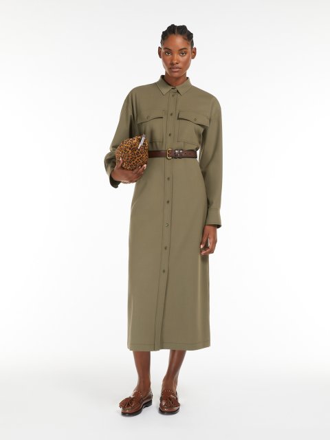 Сукня кольору хакі WEEKEND MAX MARA з суміші вовни: фото 1 - Invogue