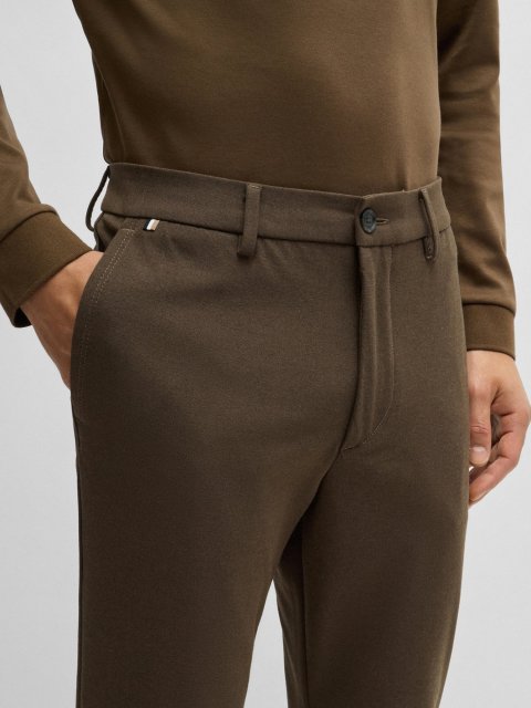 Зеленые брюки BOSS кроя slim: фото 4 - Invogue