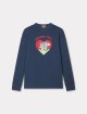 Темно-синій лонгслів Kenzo з бавовни з принтом: фото - Invogue