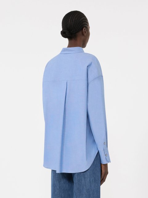 Васильковая рубашка MAX MARA из хлопка_x000D_
: фото 3 - Invogue