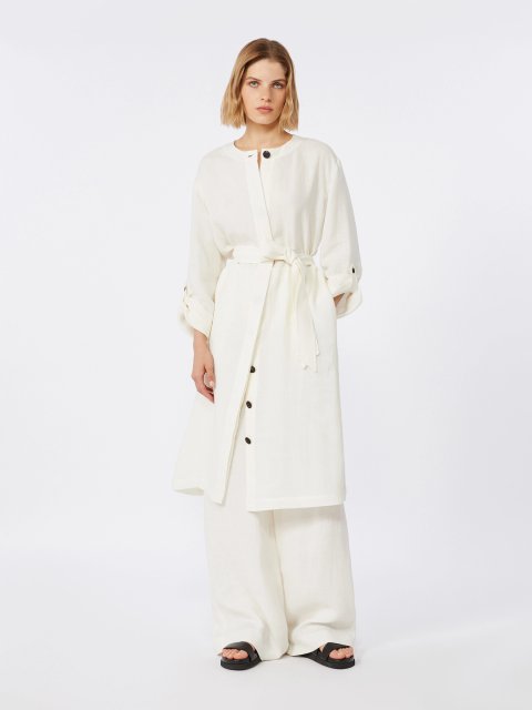 Бежева сукня з поясом Max Mara з льону: фото 1 - Invogue