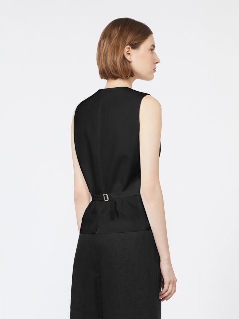 Чорний жилет Max Mara з льону: фото 3 - Invogue