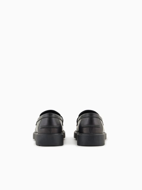 Чёрная лоферы EMPORIO ARMANI KIDS из кожи: фото 3 - Invogue