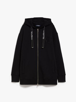 Черная длинная толстовка Max Mara с капюшоном на шнурке: фото - Invogue