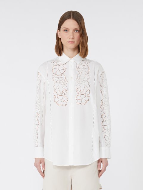 Белая рубашка WEEKEND MAX MARA из хлопкового поплина: фото 2 - Invogue