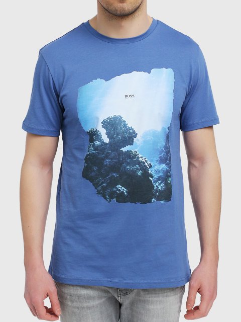 Синяя футболка BOSS: фото 3 - Invogue