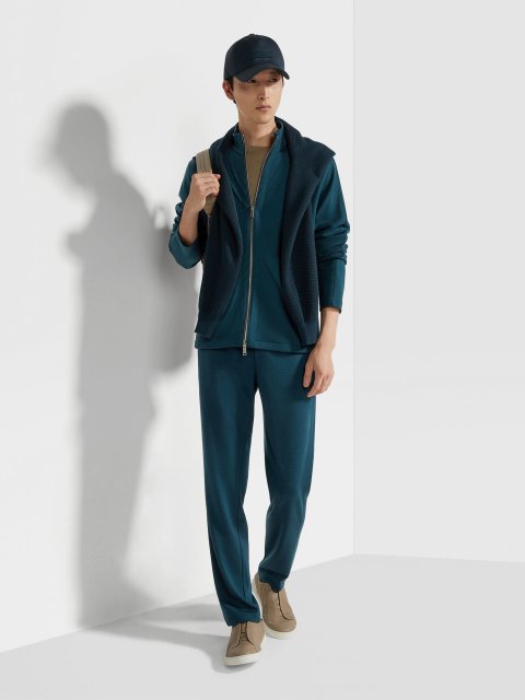 Темно-зеленые штаны ZEGNA из шерсти: фото 1 - Invogue