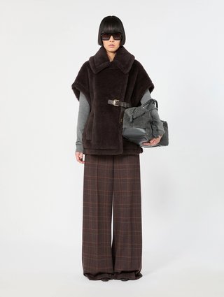 Коричневый кейп Max Mara из альпаки и шерсти: фото 1 - Invogue