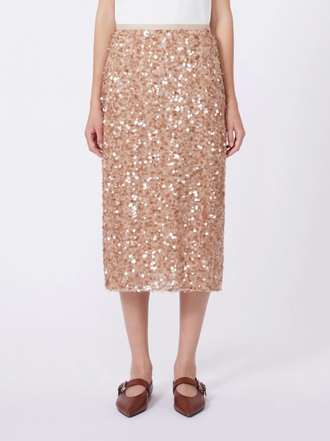 Бежевая юбка WEEKEND MAX MARA с пайетками: фото 2 - Invogue