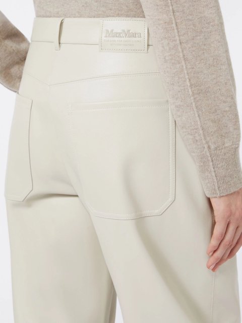 Бежеві брюки MAX MARA з екошкіри: фото 4 - Invogue