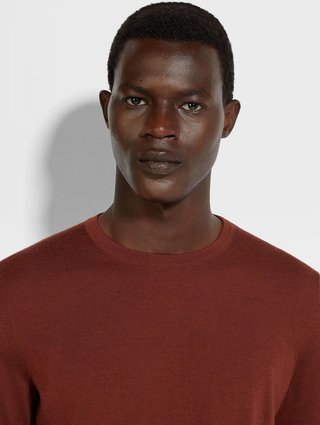 Темно-червоний светр ZEGNA з кашеміру та шовку: фото 4 - Invogue