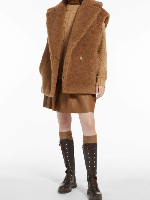 Карамельний жилет Teddy Max Mara з бленду верблюжої вовни та шовку: фото 3 - Invogue