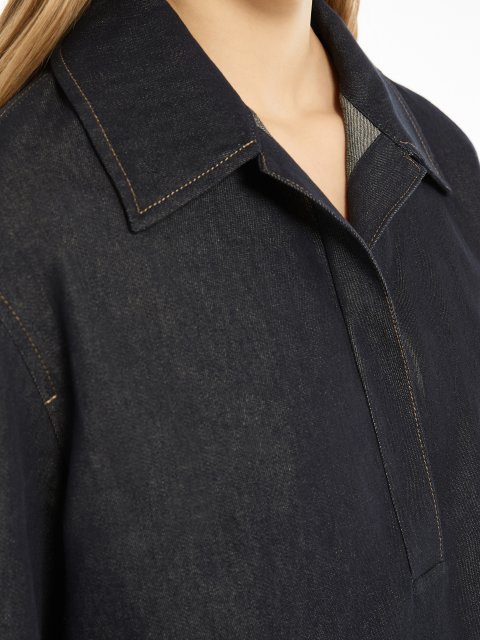 Темно-синій жакет Max Mara з бавовни та льону: фото 4 - Invogue