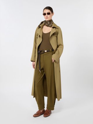 Брюки кольору хакі Max Mara з бавовни: фото 1 - Invogue