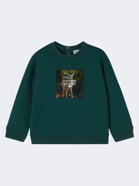 Зелёная кофта EMPORIO ARMANI KIDS из хлопка: фото - Invogue