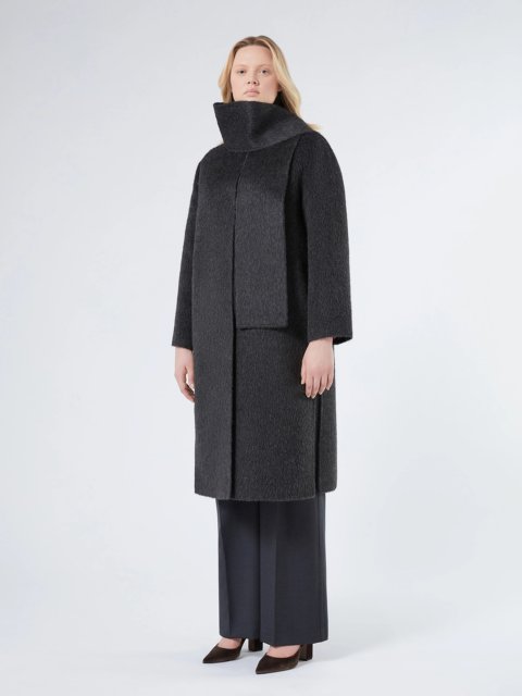 Темно-серое пальто MARINA RINALDI из альпаки и шерсти: фото 1 - Invogue