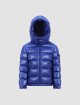 Синій стьобаний пуховик MONCLER: фото - Invogue