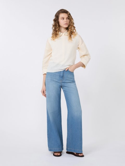 Жовта сорочка у смужку Weekend Max Mara з льону: фото 1 - Invogue