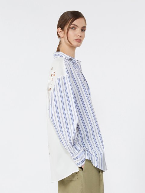 Темно-синя сорочка у смужку Weekend Max Mara з бавовни: фото 3 - Invogue
