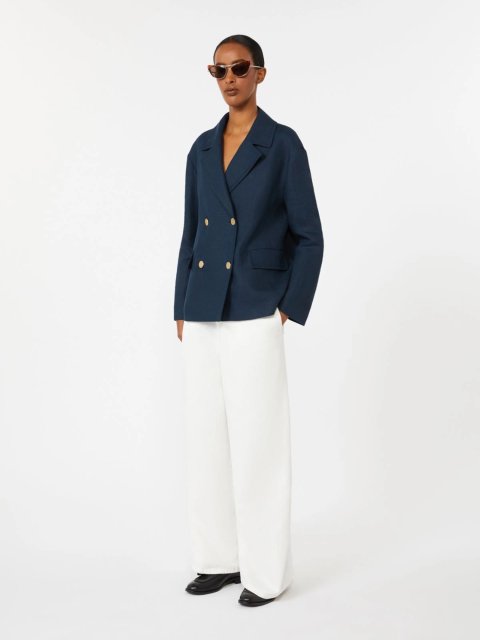 Темно-синій жакет MAX MARA з чистого льону: фото 1 - Invogue