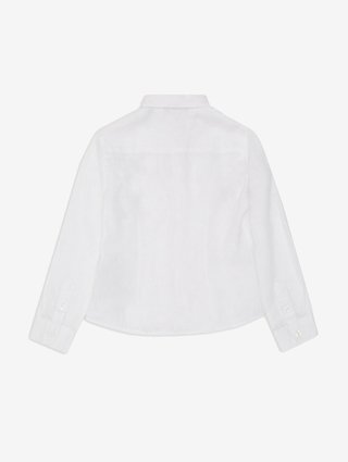Льняная рубашка Emporio Armani Kids белая: фото 2 - Invogue