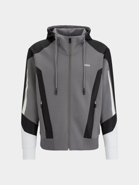 Серое худи BOSS на молнии: фото - Invogue