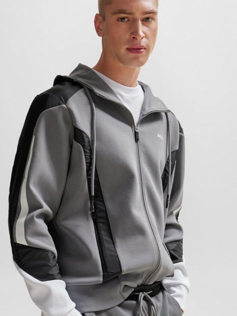 Серое худи BOSS на молнии: фото 3 - Invogue