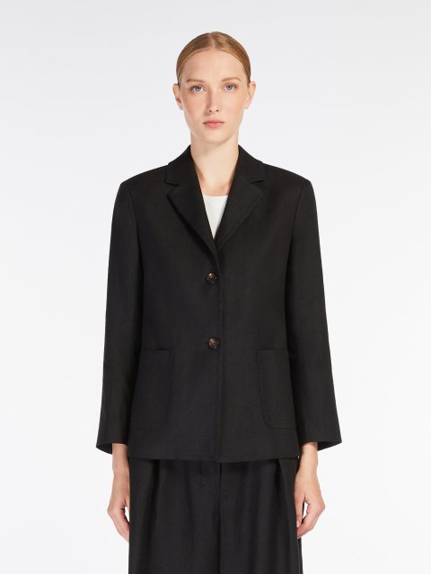 Чорний жакет Max Mara з щільного льону: фото 2 - Invogue