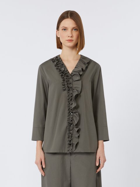 Сіра сорочка MAX MARA з бавовняного попліну: фото 2 - Invogue