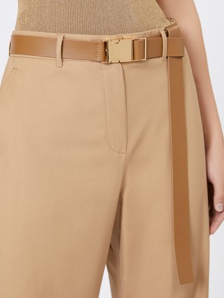 Темно-бежеві брюки MAX MARA з бавовняної саржі: фото 4 - Invogue