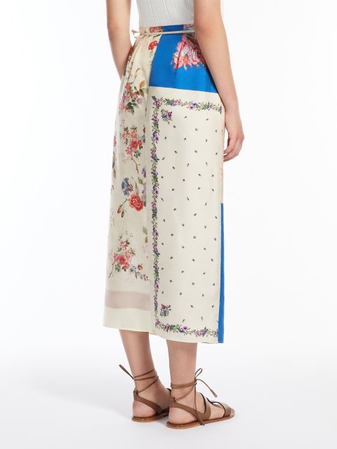 Молочная юбка Weekend Max Mara шелковая с принтом: фото 3 - Invogue