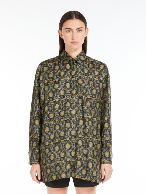 Оливковая рубашка Max Mara с принтом: фото 1 - Invogue