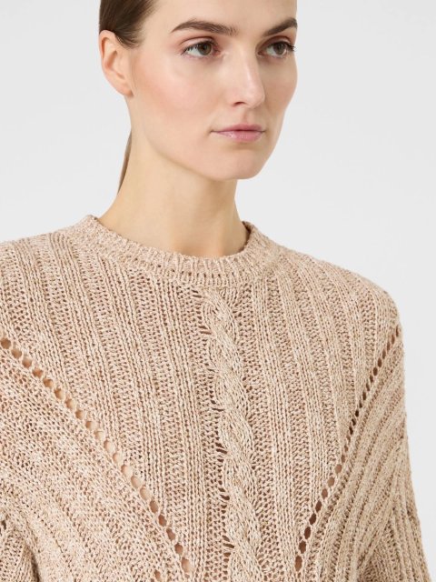 Бежевий светр MAX MARA з бавовни та люрексу: фото 4 - Invogue
