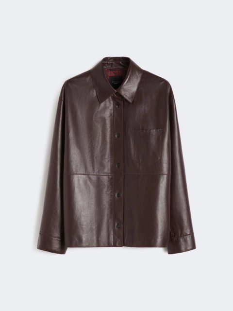 Бордова куртка-сорочка WEEKEND MAX MARA зі шкіри наппа: фото - Invogue