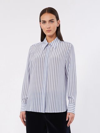 Голубая рубашка в полоску Max Mara из шелка: фото 2 - Invogue