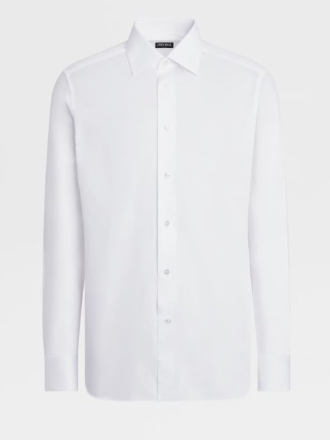 Белая рубашка Zegna из хлопка с технологией Trofeo™: фото - Invogue