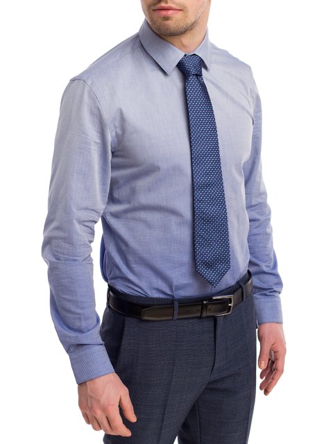 Блакитна сорочка BOSS бавовняна: фото 2 - Invogue